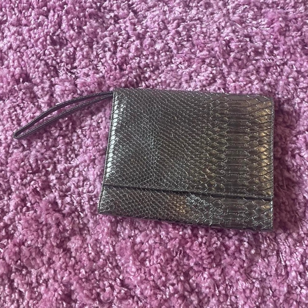 Neiman Marcus Black Snakeskin Wristlet